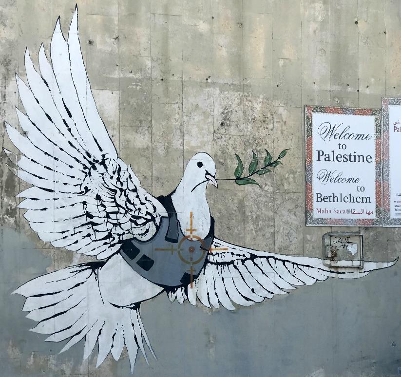 Artwork by Banksy on the apartheid wall in Bethlehem